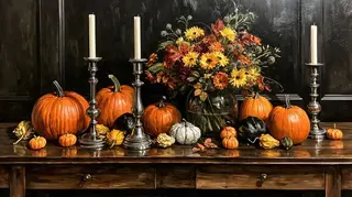 Vintage Autumn Still Life Frame TV Art, Samsung Frame TV Digital Download, 4K Pumpkin Floral