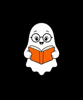 Bookish Ghost PNG, Cute Reading Character, Sublimation Design Digital Download